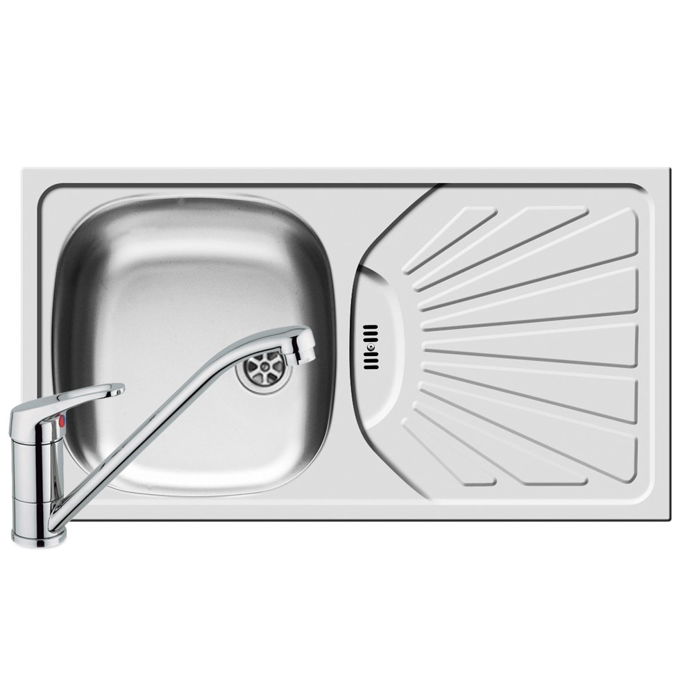 Pachet chiuveta + baterie de bucatarie Pyramis ET78, 780x435mm, adancime 150mm, cuva stanga, montare pe blat, finisaj lucios