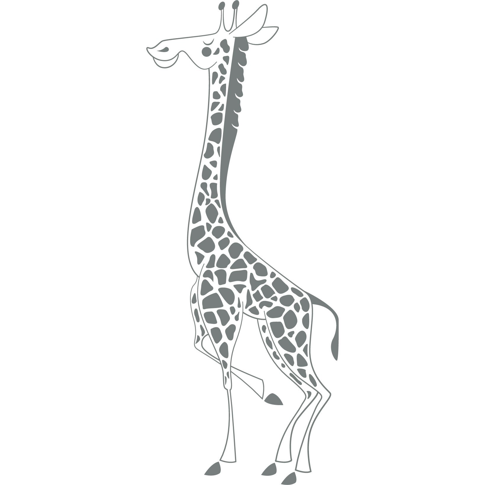 Girafa mandra - Sticker Decorativ - Gri Metal - 71 x 180 cm