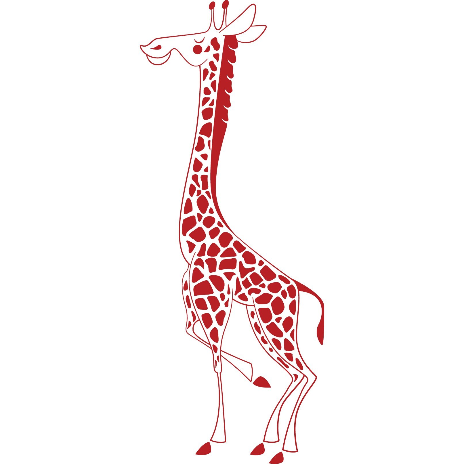 Girafa mandra - Sticker Decorativ - Rosu Cardinal - 71 x 180 cm