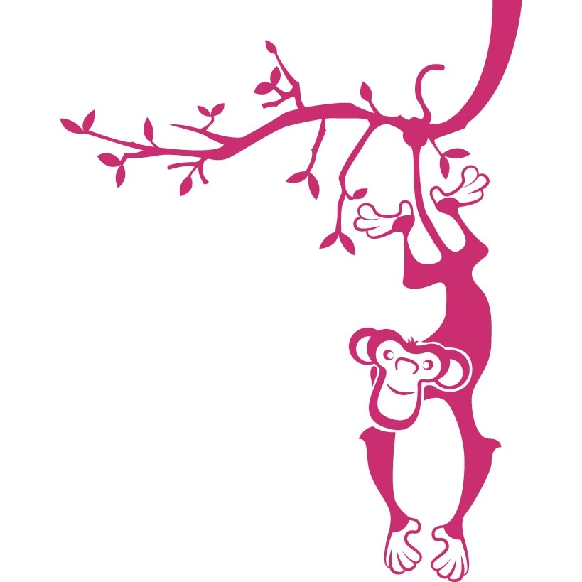 Maimuta pe copac - Sticker Decorativ - Magenta - 119 x 150 cm