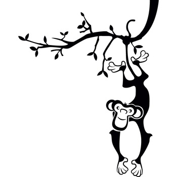 Maimuta pe copac - Sticker Decorativ - Negru - 89 x 113 cm Maimuta pe copac - Sticker Decorativ - Negru - 89 x 113 cm