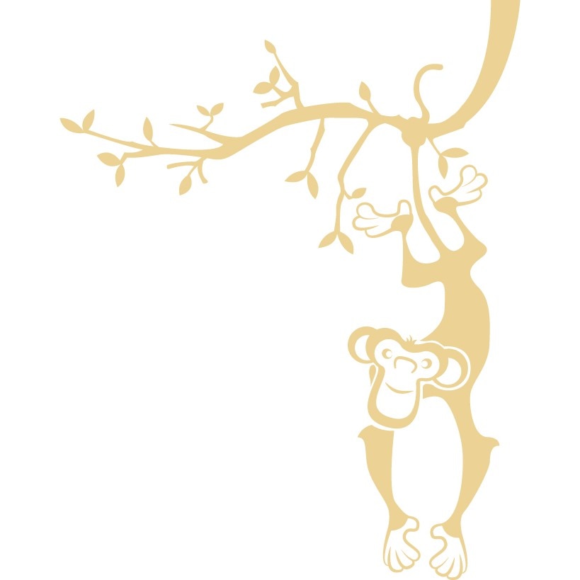 Maimuta pe copac - Sticker Decorativ - Bej - 89 x 113 cm