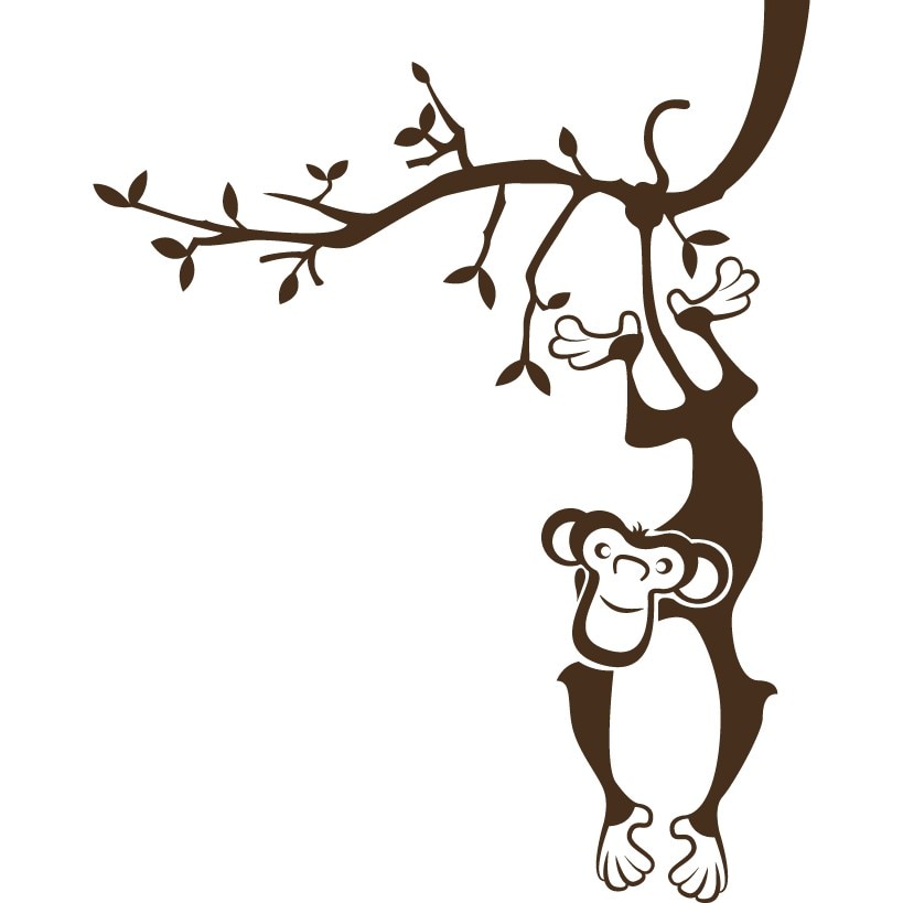 Maimuta pe copac - Sticker Decorativ - Choco - 89 x 113 cm