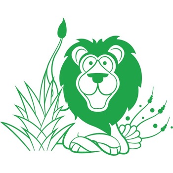 Leul in jungla - Sticker Decorativ - Verde - 149 x 119 cm Leul in jungla - Sticker Decorativ - Verde - 149 x 119 cm