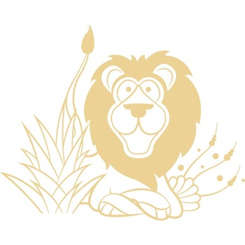 Leul in jungla - Sticker Decorativ - Bej - 112 x 89 cm Leul in jungla - Sticker Decorativ - Bej - 112 x 89 cm