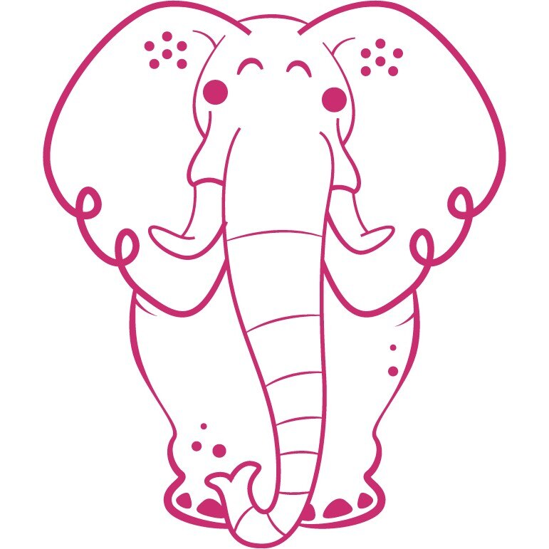 Elefantul urias - Sticker Decorativ - Magenta - 119 x 141 cm