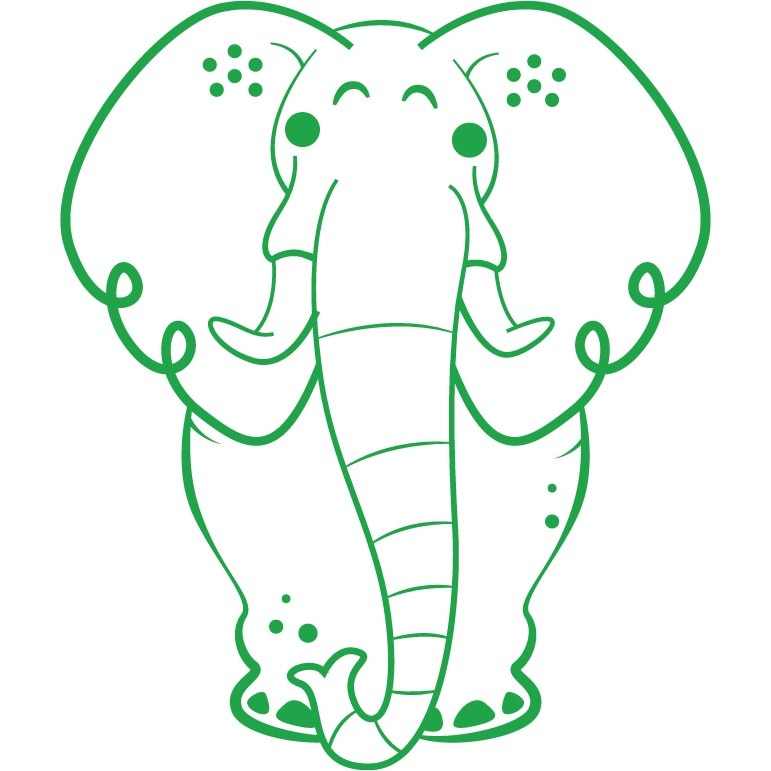 Elefantul urias - Sticker Decorativ - Verde - 119 x 141 cm