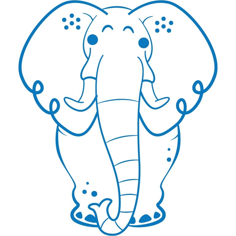 Elefantul urias - Sticker Decorativ - Albastru - 119 x 141 cm