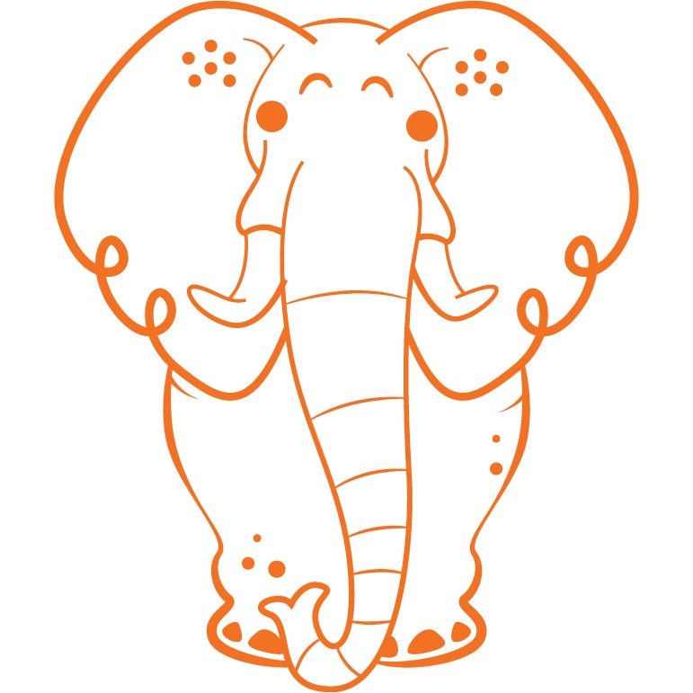 Elefantul urias - Sticker Decorativ - Portocaliu - 119 x 141 cm