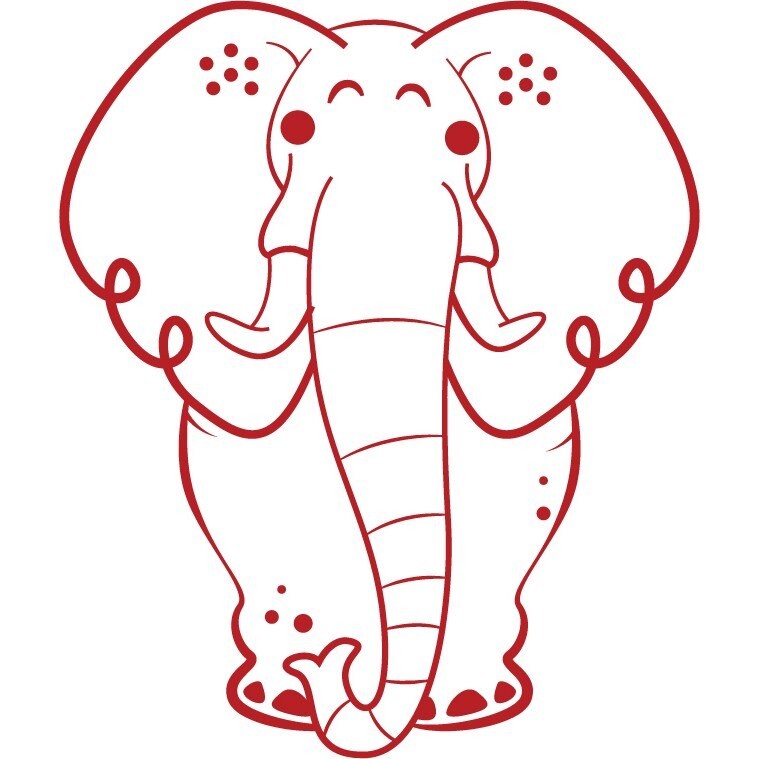 Elefantul urias - Sticker Decorativ - Rosu Cardinal - 89 x 106 cm