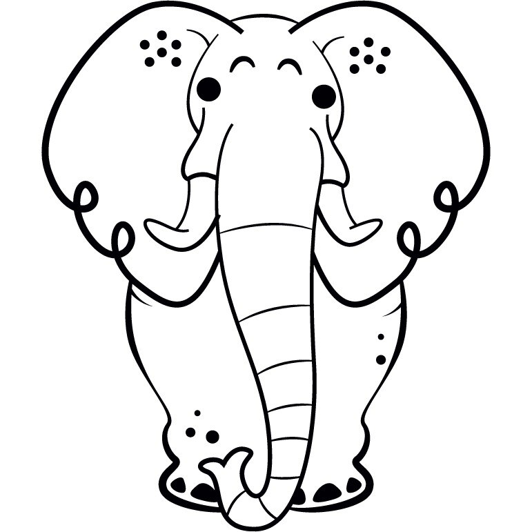 Elefantul urias - Sticker Decorativ - Negru - 119 x 141 cm