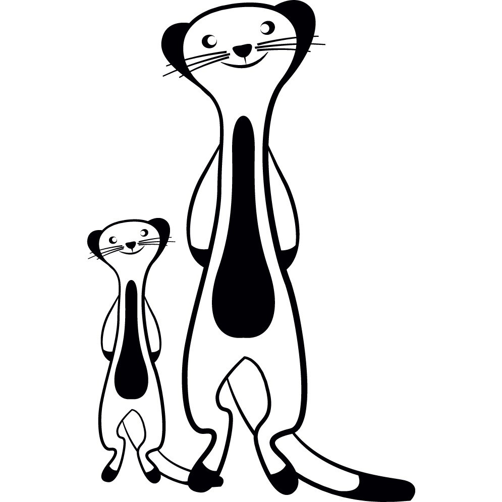 Suricate - Sticker Decorativ - Negru - 89 x 137 cm