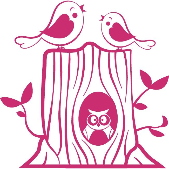 Pasari mici - Sticker Decorativ - Magenta - 89 x 89 cm