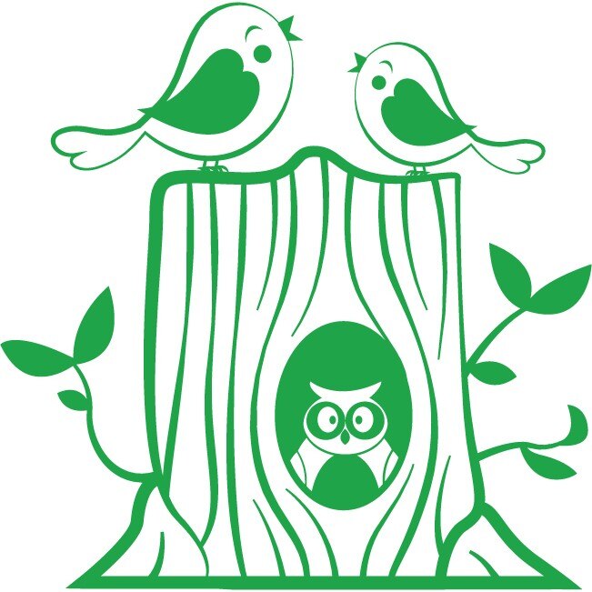 Pasari mici - Sticker Decorativ - Verde - 89 x 89 cm