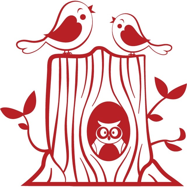 Pasari mici - Sticker Decorativ - Rosu Cardinal - 89 x 89 cm