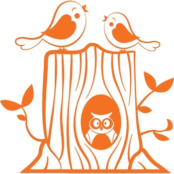 Pasari mici - Sticker Decorativ - Portocaliu - 119 x 118 cm Pasari mici - Sticker Decorativ - Portocaliu - 119 x 118 cm