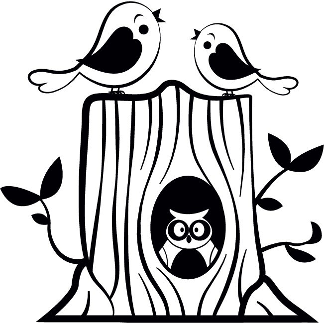 Pasari mici - Sticker Decorativ - Negru - 89 x 89 cm