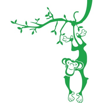 Maimuta pe copac - Sticker Decorativ - Verde - 89 x 113 cm Maimuta pe copac - Sticker Decorativ - Verde - 89 x 113 cm