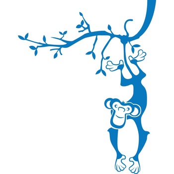 Maimuta pe copac - Sticker Decorativ - Albastru - 119 x 150 cm Maimuta pe copac - Sticker Decorativ - Albastru - 119 x 150 cm