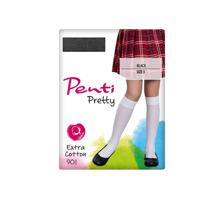 Gyermek térdzokni Penti Extra Cotton, Fekete