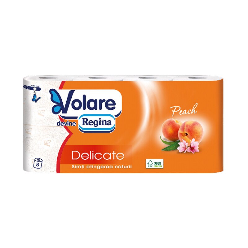 Hartie igienica Volare Delicate piersica 8 role/set