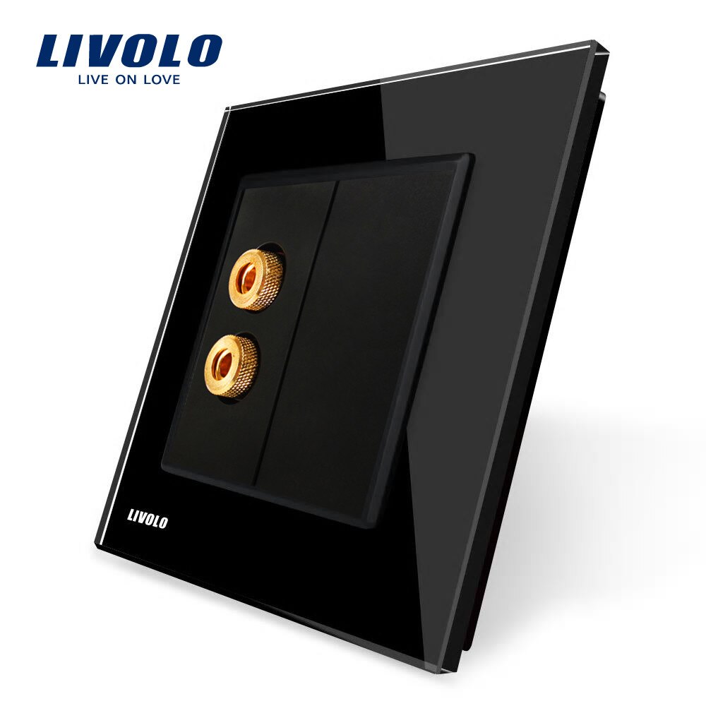 Priza redare sunet cu rama din sticla LIVOLO, Negru