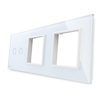 Panou intrerupator dublu cu touch si 2 prize Livolo din sticla, Alb -Modulul intrerupatorului nu este inclus in pret Panou intrerupator dublu cu touch si 2 prize Livolo din sticla, Alb -Modulul intrerupatorului nu este inclus in pret