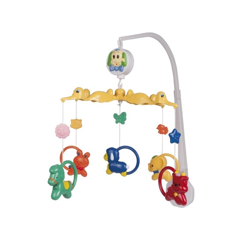 Carusel muzical, plastic, animalute colorate