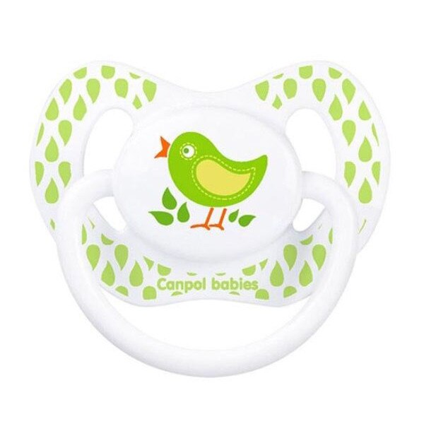 Suzeta Canpol cu tetina din silicon, 0-6 luni, verde