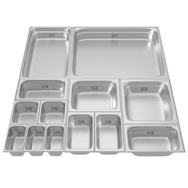 Tava gastronorm gn 2/1-150 mm, uz profesional, gama lancom, inox 18/10