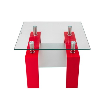 Masa cafea, CB, MC-05, Rosu Lucios Mica, Sticla securizata, 60 x 60 x 51 cm Masa cafea, CB, MC-05, Rosu Lucios Mica, Sticla securizata, 60 x 60 x 51 cm