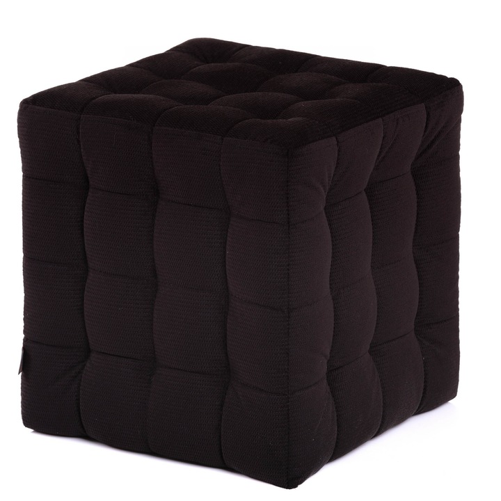 Taburet QMOBILI Bump Negru, stofa, tip cub