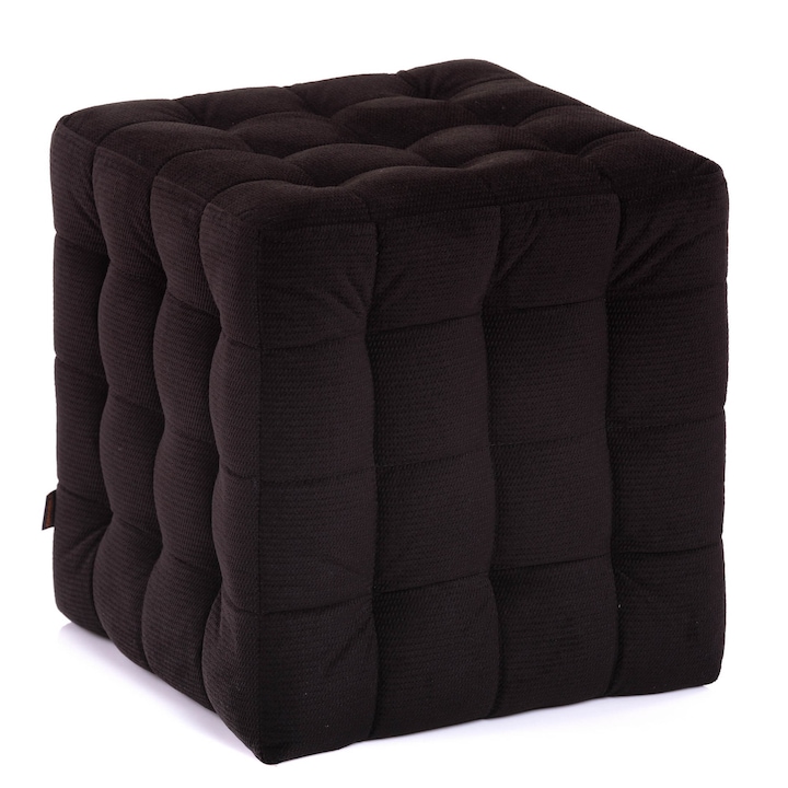 Taburet QMOBILI Bump Negru, stofa, tip cub