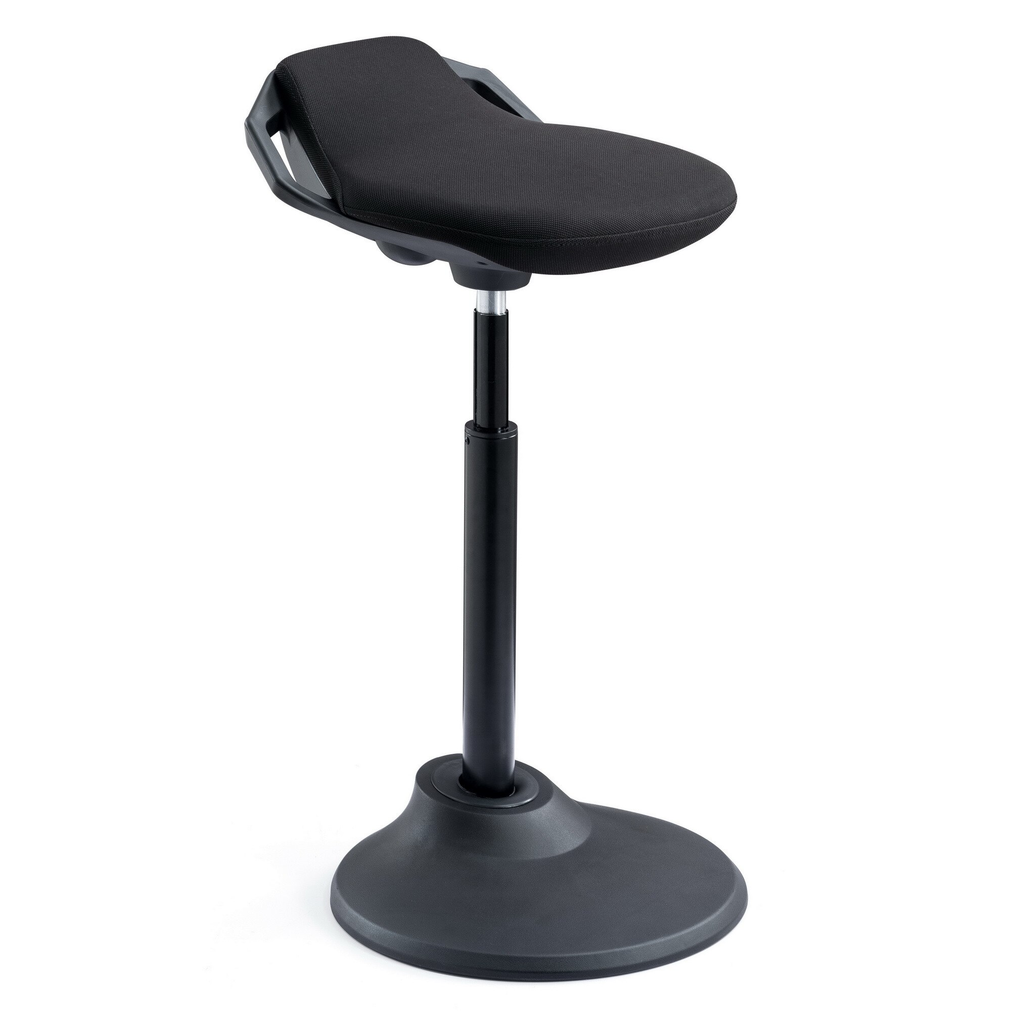 Scaun ergonomic tip taburet inalt QMOBILI Flexiwork Negru, stofa, automatic self-return, baza PP