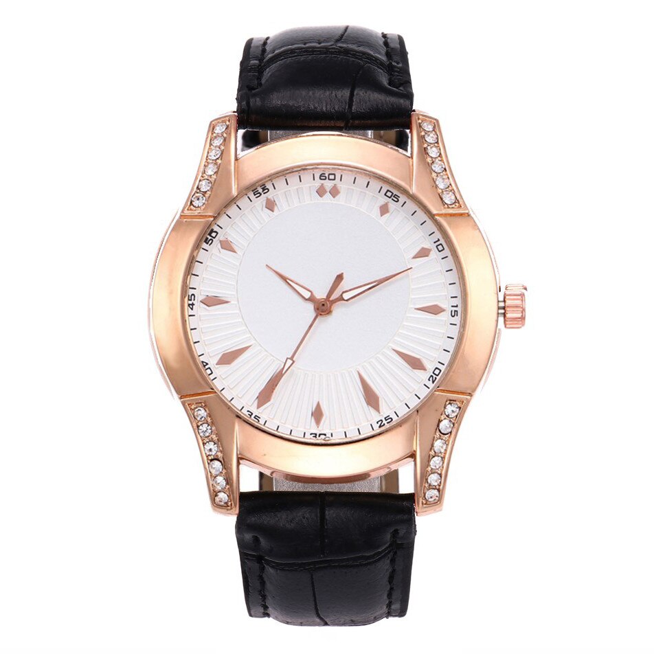 Ceas de dama elegant Geneva, curea piele, cadran cu cristale, CS698
