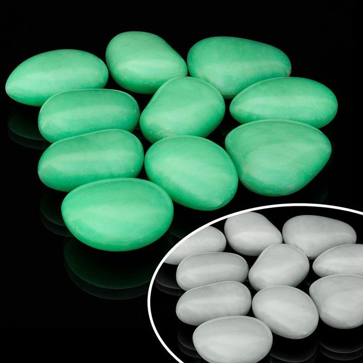 Kerek fényű kövek foszforeszkáló zölden világítanak, ProCart®, 10 darabos készlet