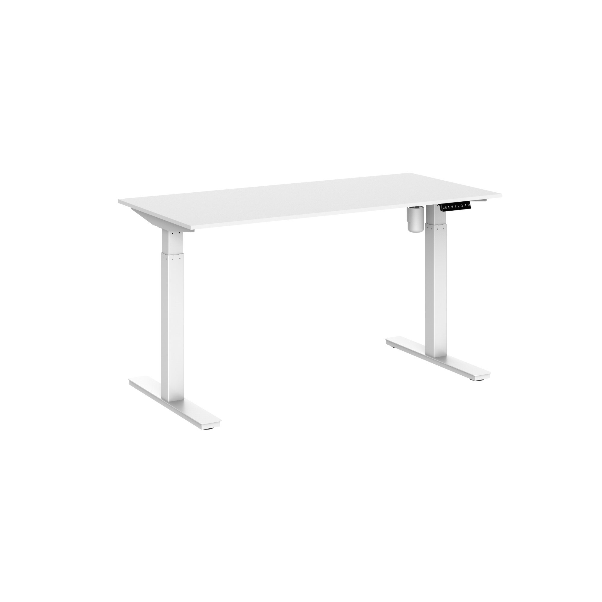 Birou Inaltime Reglabila Electric cu Functii de Memorie si Afisaj Digital, Viva New Generation, blat Alb, 1600x800x25mm, 100 kg, cadru Alb