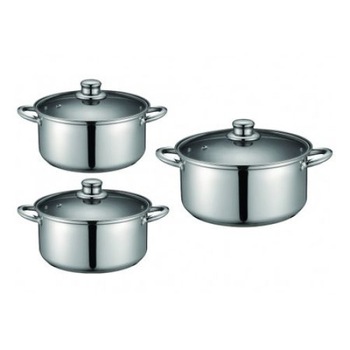 Set de 6 piese din inox cu capace din sticla termorezistenta ,Peterhof Set de 6 piese din inox cu capace din sticla termorezistenta ,Peterhof