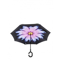 Umbrela de ploaie reversibila 106cm Imprimeu Interior Floare Mov/Roz UM001
