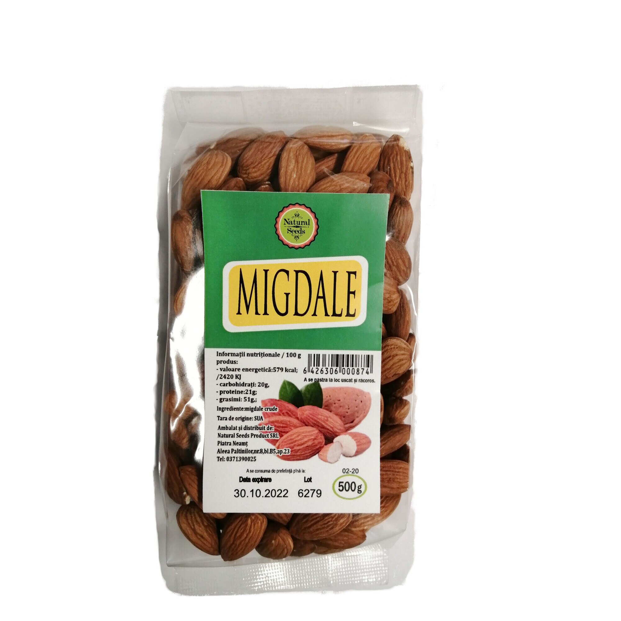 Migdale crude, Natural Seeds Product, 500 gr