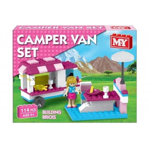 Set Constructie Camper Van Brick pentru Fetite 114 piese