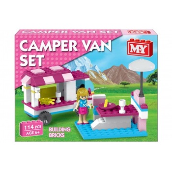 Set Constructie Camper Van Brick pentru Fetite 114 piese Set Constructie Camper Van Brick pentru Fetite 114 piese