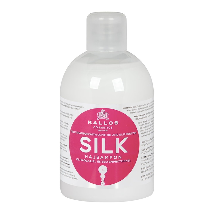 Kallos Silk Shampoo hajsimító sampon rakoncátlan hajra 1000 ml