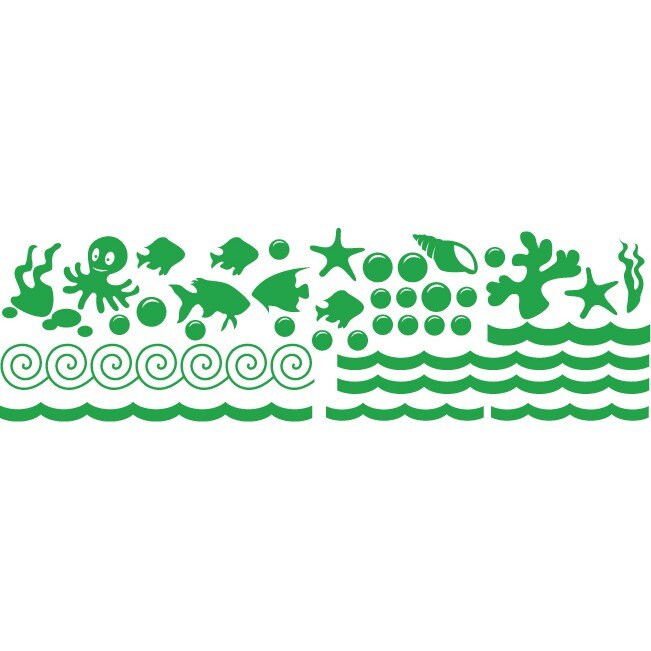 Locuitorii oceanului (pachet) - Sticker Decorativ - Verde - 184 x 53 cm