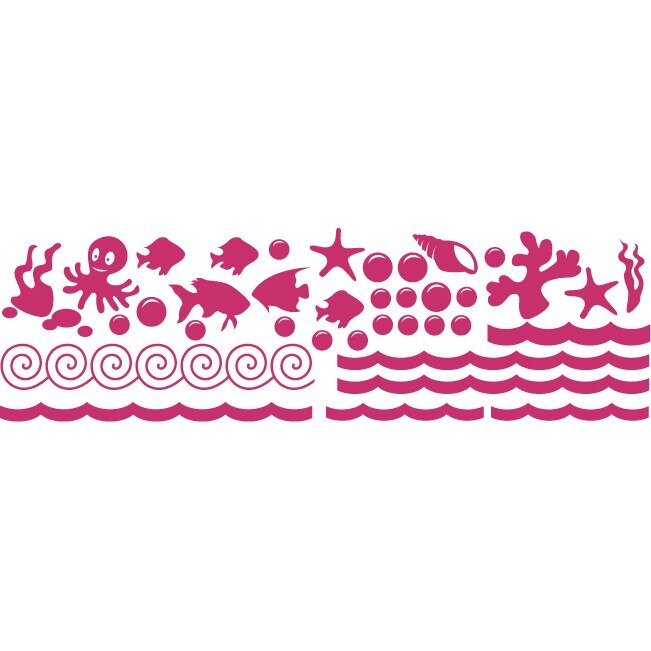 Locuitorii oceanului (pachet) - Sticker Decorativ - Magenta - 184 x 53 cm