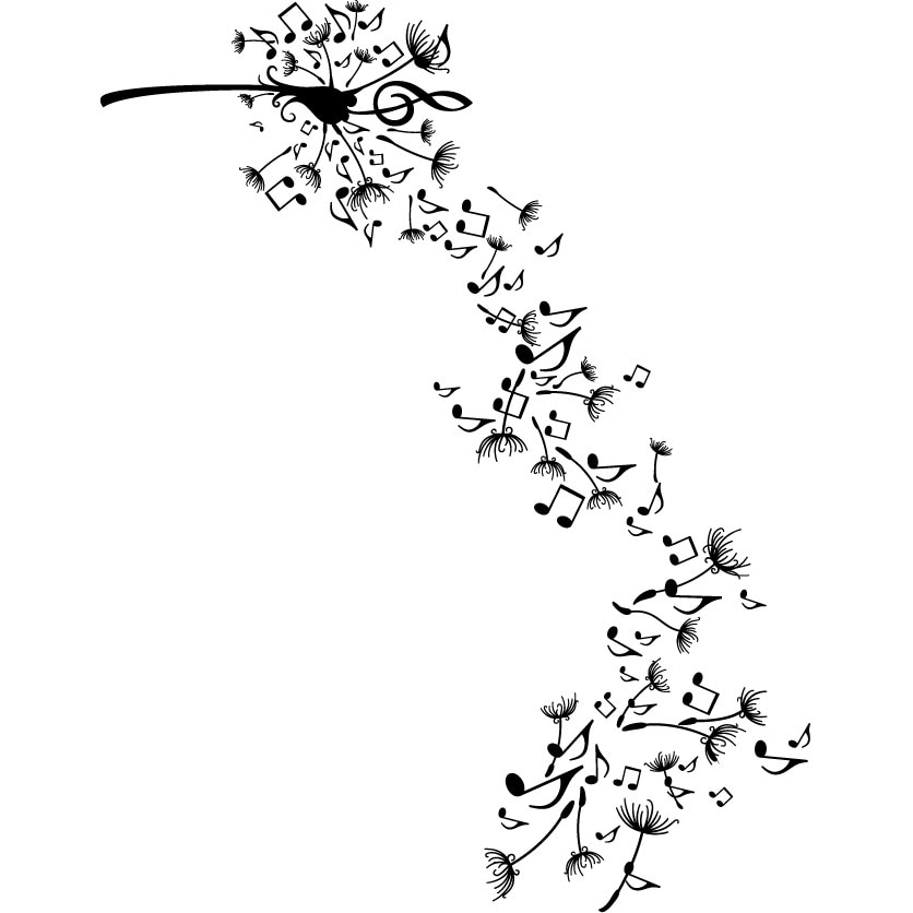 Papadie muzicala - Sticker Decorativ - Negru - 153L x 119 cm