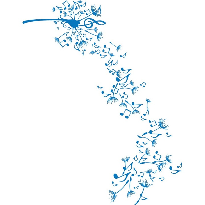 Papadie muzicala - Sticker Decorativ - Albastru - 115 x 89 cm