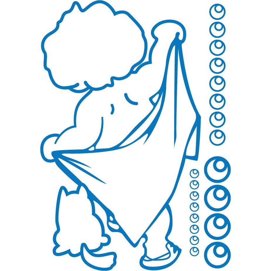 Baietasul ingrijit - Sticker Decorativ - Albastru - 80 x 113 cm