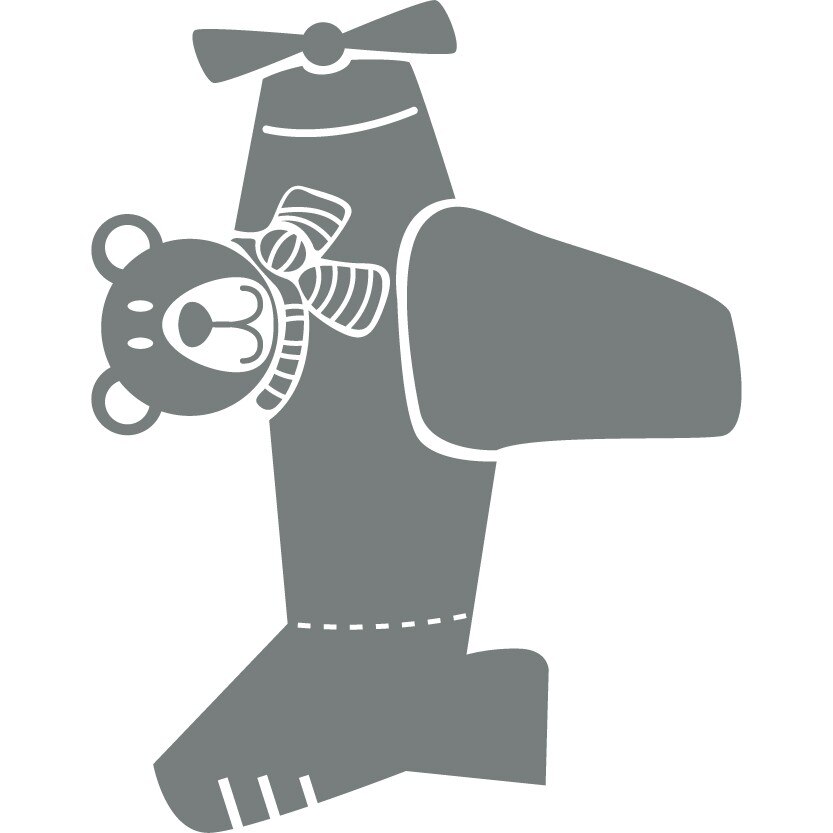 Ursuletul pilot - Sticker Decorativ - Gri Metal - 114 x 89 cm