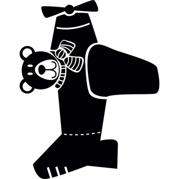 Ursuletul pilot - Sticker Decorativ - Negru - 152 x 119 cm Ursuletul pilot - Sticker Decorativ - Negru - 152 x 119 cm